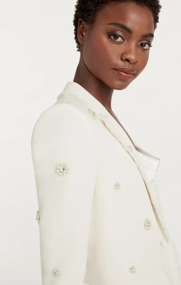 Cinq A Sept Blazers Women Pearl Ditsy Flower Embellished Khloe Blazer Ivory