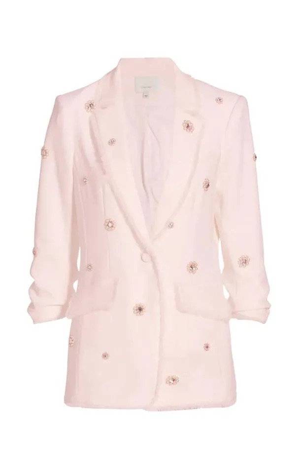 Cinq A Sept Blazers Women Pearl Ditsy Flower Embellished Khloe Blazer Pale Rose