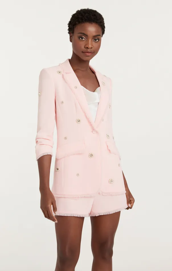 Cinq A Sept Blazers Women Pearl Ditsy Flower Embellished Khloe Blazer Pale Rose