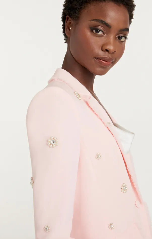 Cinq A Sept Blazers Women Pearl Ditsy Flower Embellished Khloe Blazer Pale Rose