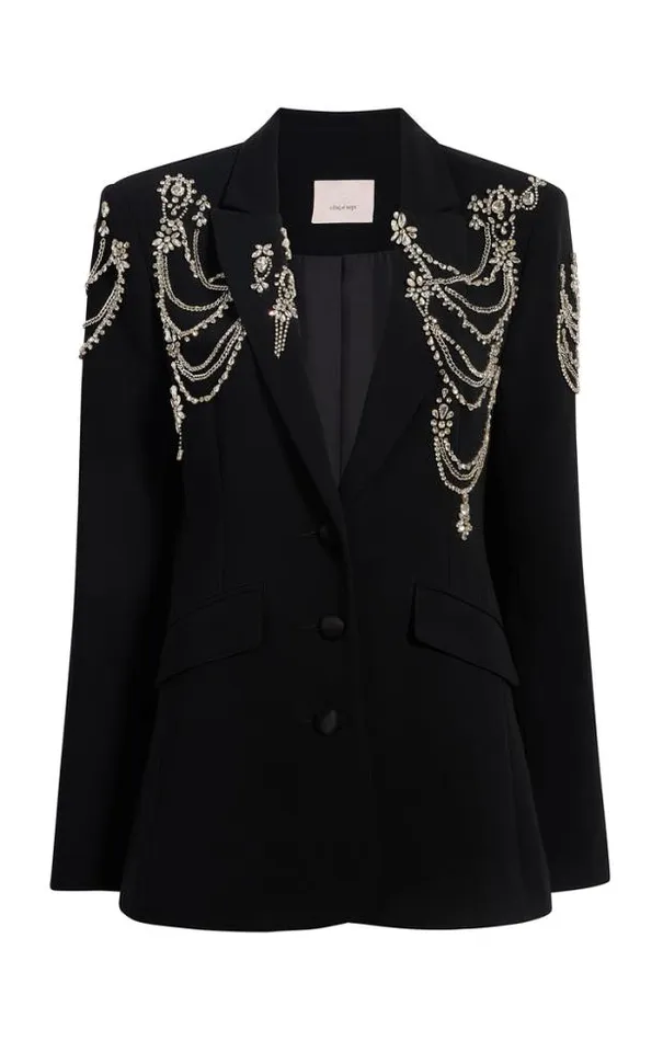 Cinq A Sept Blazers Women Rhinestone Chain Cheyenne Blazer Black