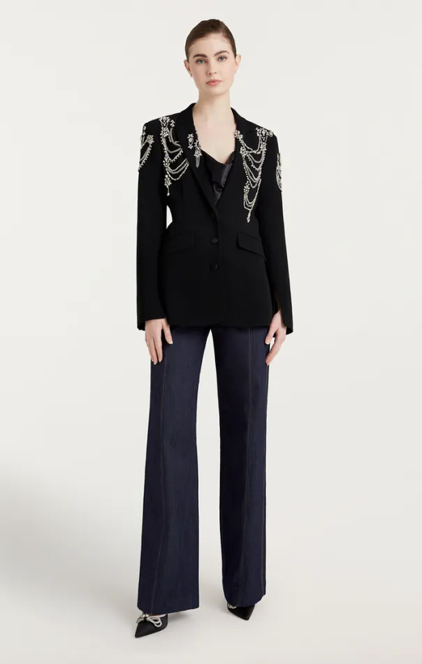 Cinq A Sept Blazers Women Rhinestone Chain Cheyenne Blazer Black