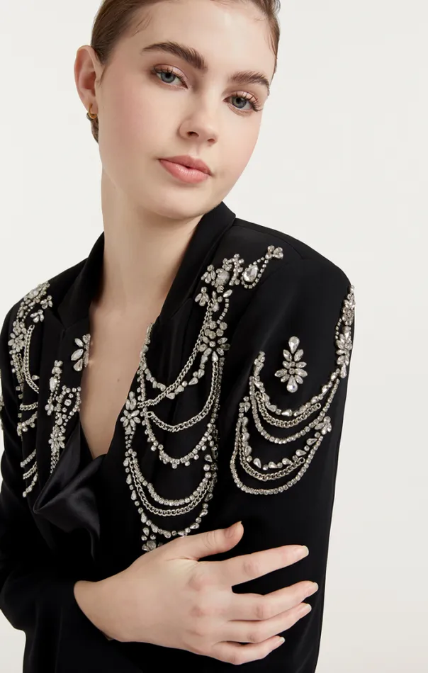 Cinq A Sept Blazers Women Rhinestone Chain Cheyenne Blazer Black