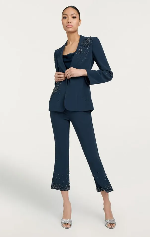 Cinq A Sept Blazers Women Rhinestone Crackle Embellished Cheyenne Blazer Peacock Blue