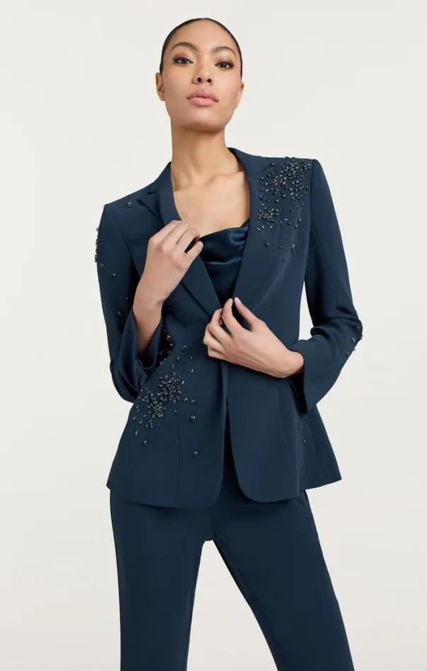 Cinq A Sept Blazers Women Rhinestone Crackle Embellished Cheyenne Blazer Peacock Blue