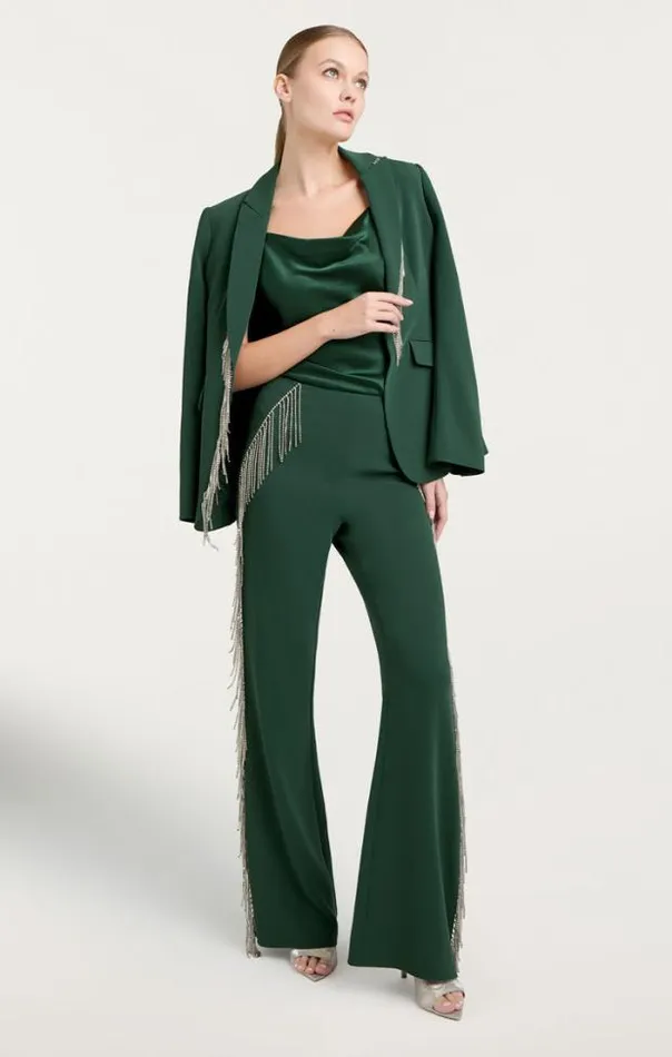 Cinq A Sept Blazers Women Rhinestone Fringe Embellished Cheyenne Blazer Dark Emerald