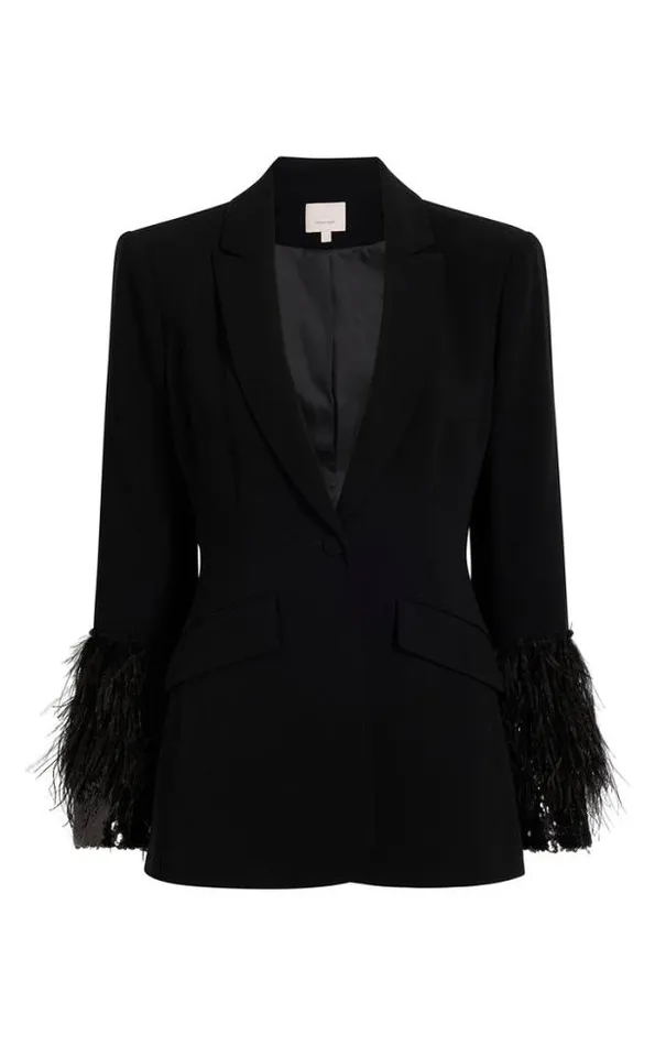 Cinq A Sept Blazers Women Sequin And Feather Cheyenne Blazer Blackblack