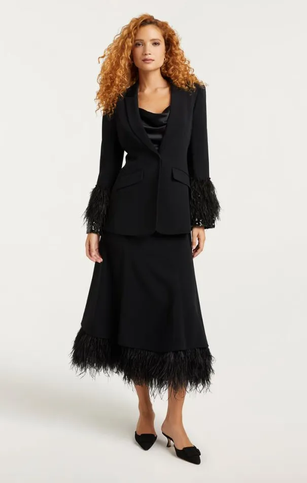 Cinq A Sept Blazers Women Sequin And Feather Cheyenne Blazer Blackblack