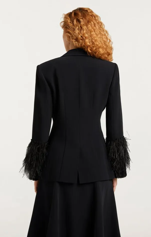 Cinq A Sept Blazers Women Sequin And Feather Cheyenne Blazer Blackblack