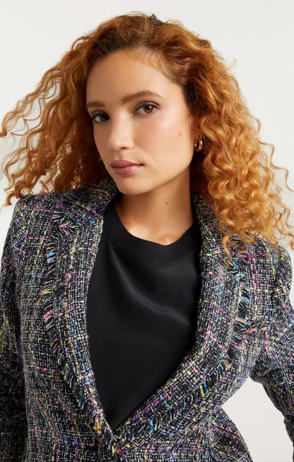 Cinq A Sept Blazers Women Spacedye Tweed Khloe Blazer Black Multi
