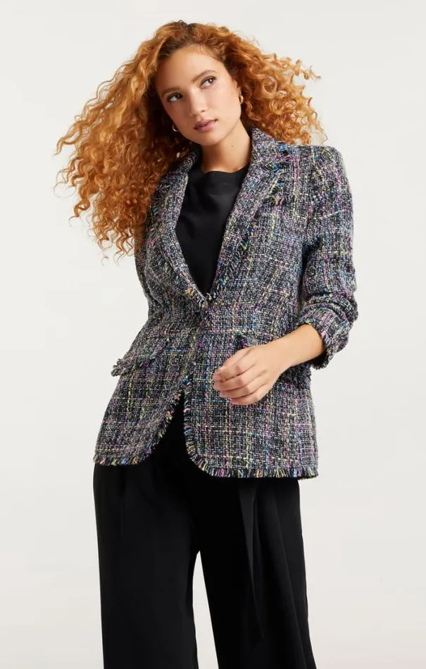 Cinq A Sept Blazers Women Spacedye Tweed Khloe Blazer Black Multi