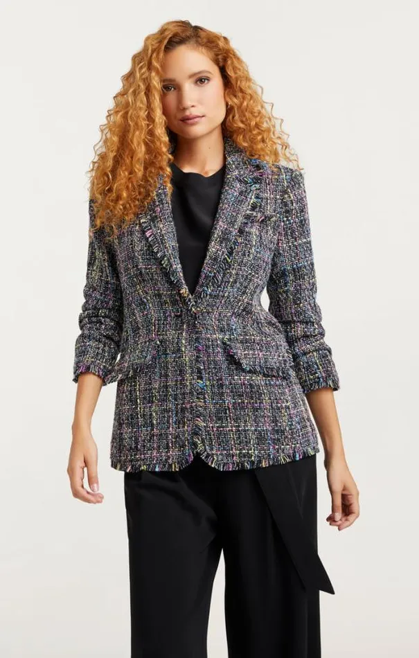 Cinq A Sept Blazers Women Spacedye Tweed Khloe Blazer Black Multi