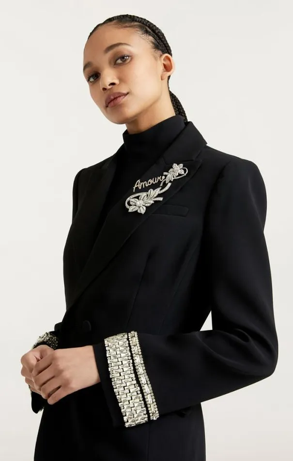 Cinq A Sept Blazers Women Stacked Jewelry Embellished Cheyenne Blazer Black