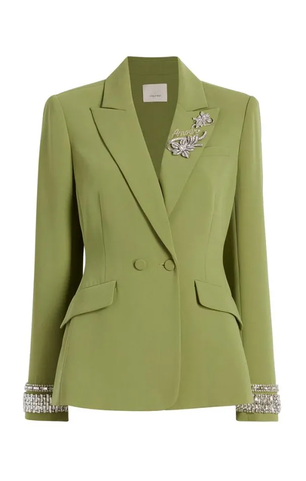 Cinq A Sept Blazers Women Stacked Jewelry Embellished Cheyenne Blazer Moss