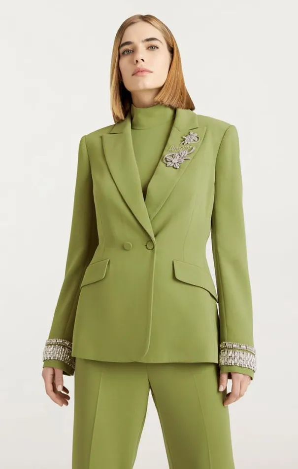 Cinq A Sept Blazers Women Stacked Jewelry Embellished Cheyenne Blazer Moss