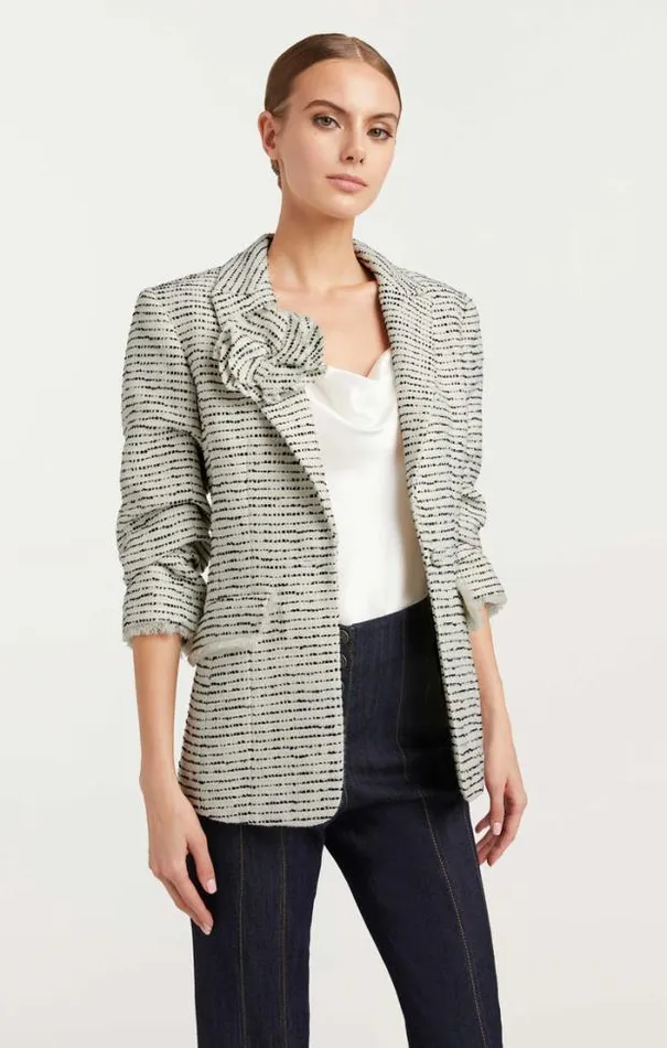 Cinq A Sept Blazers Women Tweed Pricilla Blazer Ivorynavy