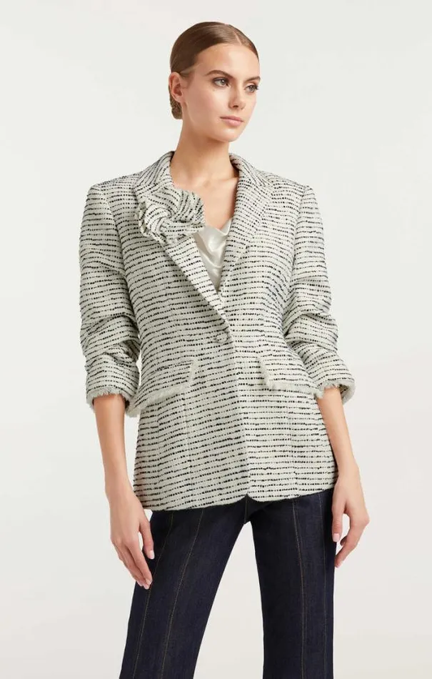 Cinq A Sept Blazers Women Tweed Pricilla Blazer Ivorynavy