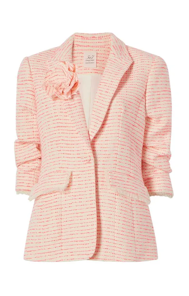 Cinq A Sept Blazers Women Tweed Pricilla Blazer Ivoryneon Coral