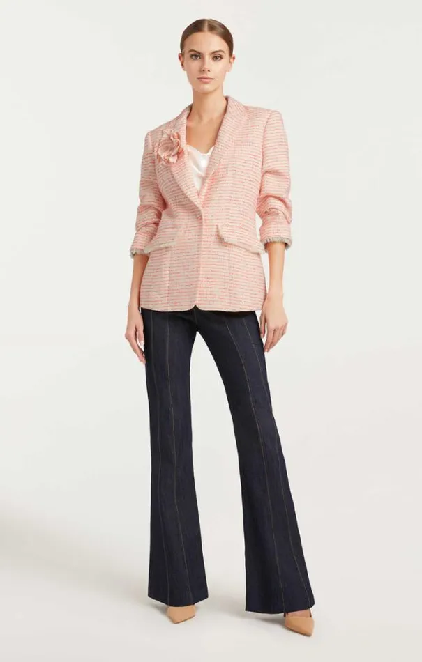 Cinq A Sept Blazers Women Tweed Pricilla Blazer Ivoryneon Coral