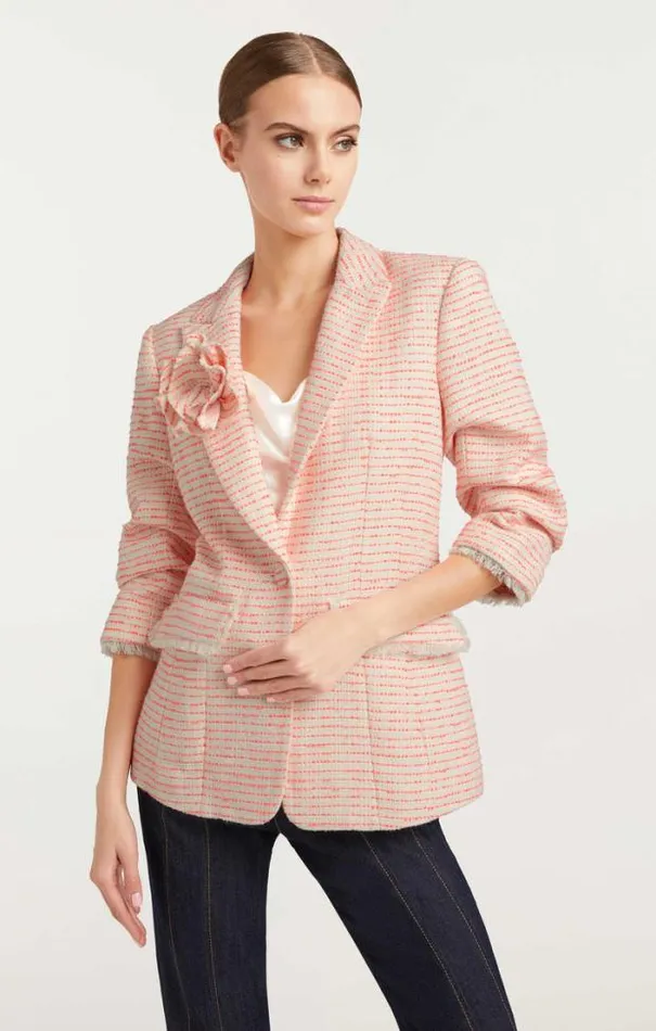 Cinq A Sept Blazers Women Tweed Pricilla Blazer Ivoryneon Coral