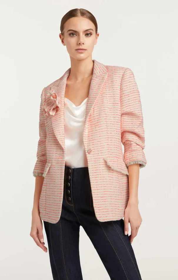 Cinq A Sept Blazers Women Tweed Pricilla Blazer Ivoryneon Coral