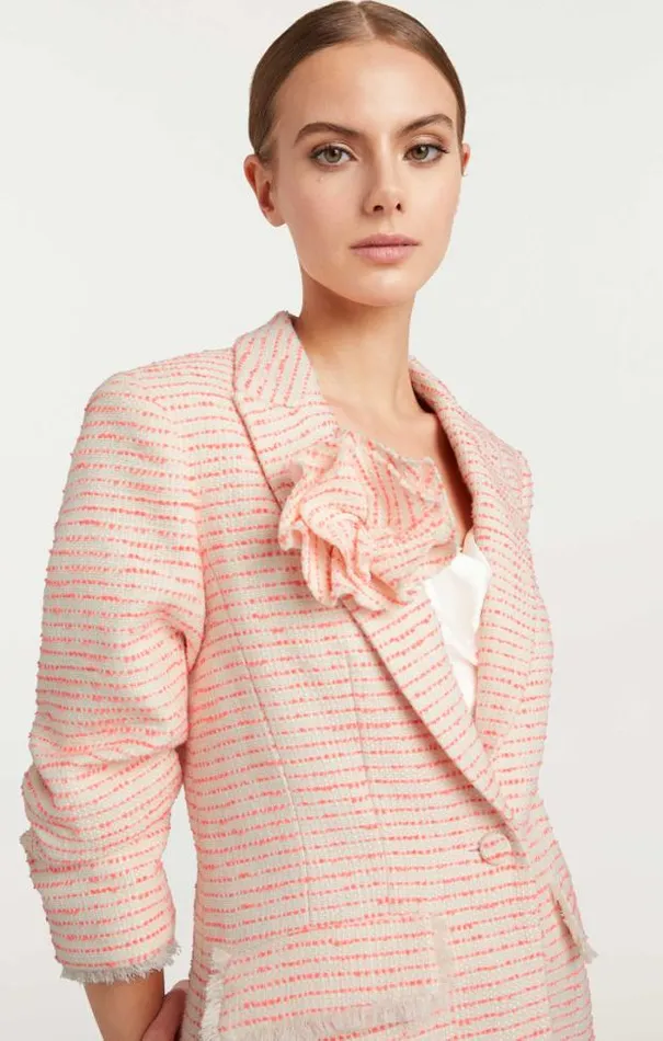 Cinq A Sept Blazers Women Tweed Pricilla Blazer Ivoryneon Coral
