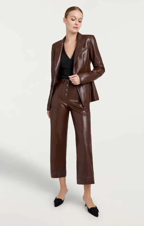 Cinq A Sept Blazers Women Vegan Leather Louisa Blazer Tobacco