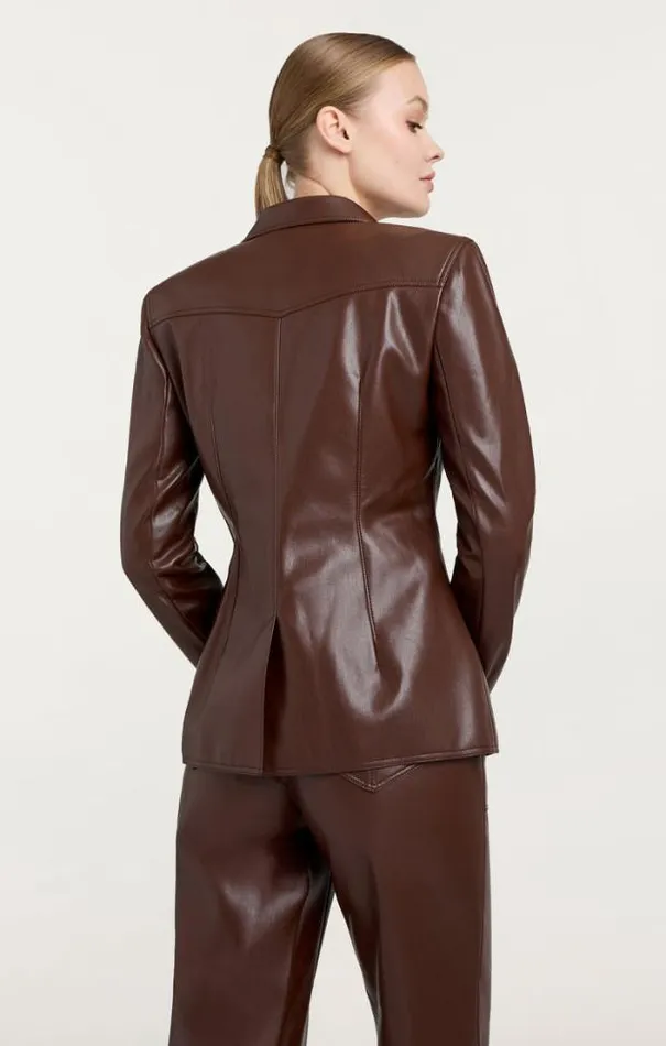 Cinq A Sept Blazers Women Vegan Leather Louisa Blazer Tobacco