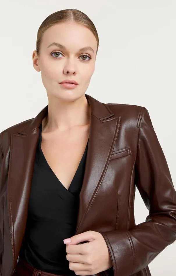 Cinq A Sept Blazers Women Vegan Leather Louisa Blazer Tobacco
