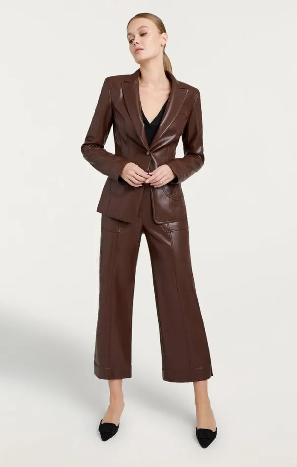 Cinq A Sept Blazers Women Vegan Leather Louisa Blazer Tobacco