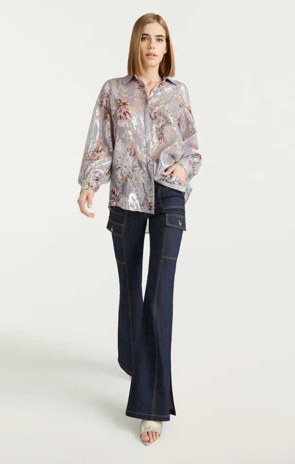 Cinq A Sept Blouses Women Claudette Floral Kandice Top Grey Multi