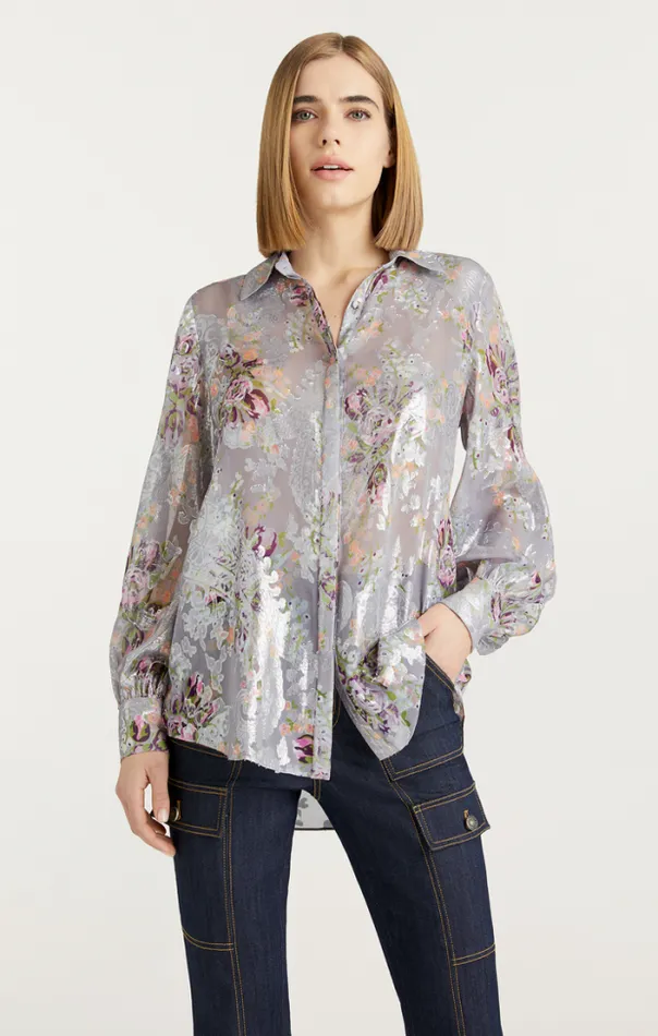 Cinq A Sept Blouses Women Claudette Floral Kandice Top Grey Multi