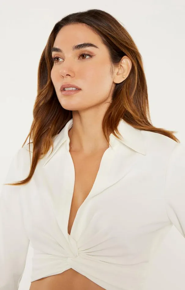 Cinq A Sept Blouses Women Cropped Mckenna Top Ivory
