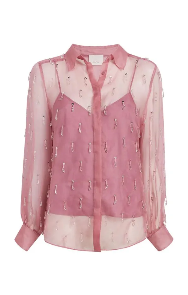 Cinq A Sept Blouses Women Crystal Teardrop Kandice Top Faded Violet