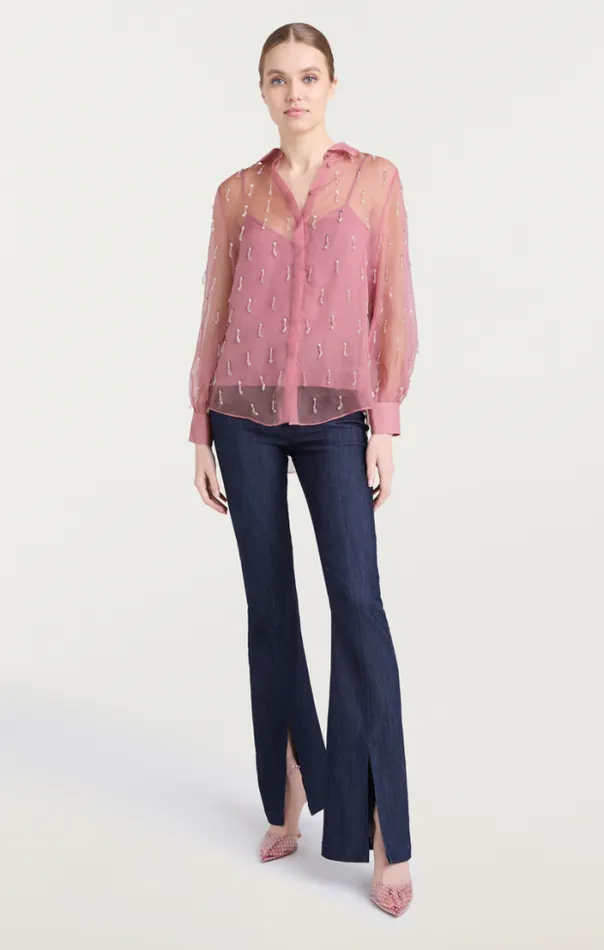 Cinq A Sept Blouses Women Crystal Teardrop Kandice Top Faded Violet
