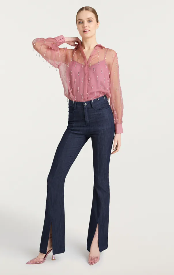 Cinq A Sept Blouses Women Crystal Teardrop Kandice Top Faded Violet
