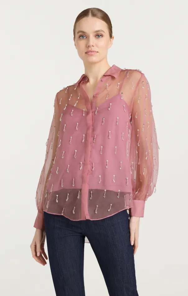 Cinq A Sept Blouses Women Crystal Teardrop Kandice Top Faded Violet