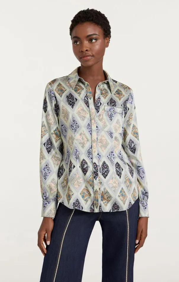 Cinq A Sept Blouses Women Diamond Sea Blanche Top Celadon Multi