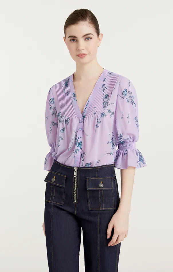 Cinq A Sept Blouses Women Jennings Top Lilac Wine Multi