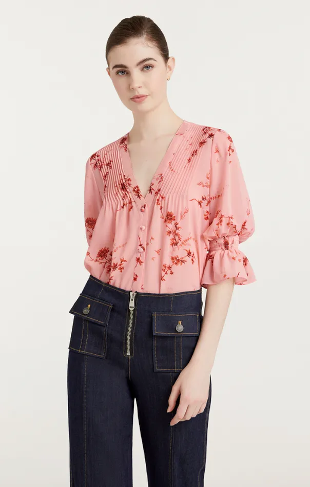 Cinq A Sept Blouses Women Jennings Top Pale Rose Multi