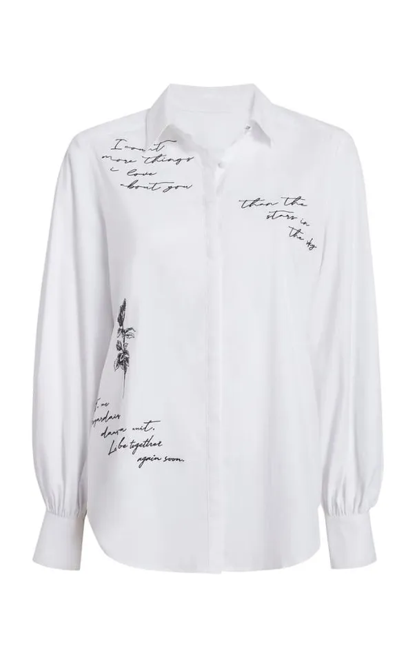 Cinq A Sept Blouses Women Mon Amour Embroidered Poplin Kandice Top Whiteblack