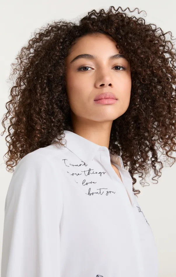 Cinq A Sept Blouses Women Mon Amour Embroidered Poplin Kandice Top Whiteblack