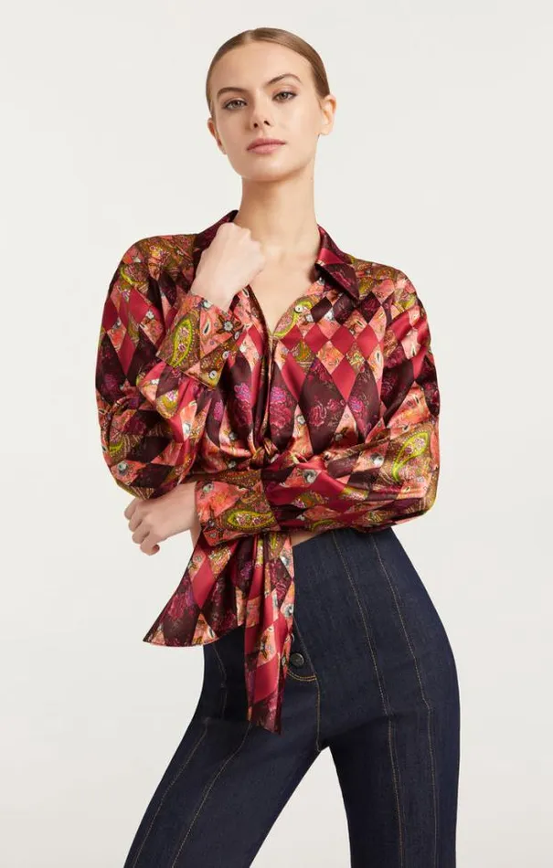 Cinq A Sept Blouses Women Thea Patchwork Christianna Top Pale Rose Multi