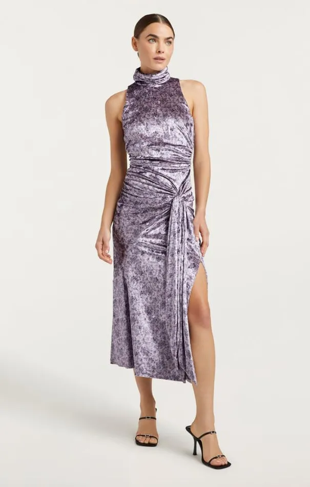 Cinq A Sept Cocktail and Evening Women Butterfly Paisley Rori Dress Lilac Multi