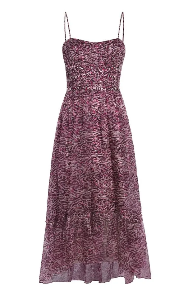 Cinq A Sept Cocktail and Evening Women Inkstrokes Daria Dress Dark Plum Multi