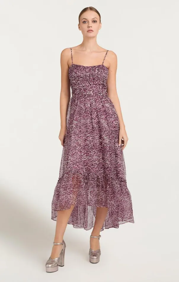 Cinq A Sept Cocktail and Evening Women Inkstrokes Daria Dress Dark Plum Multi