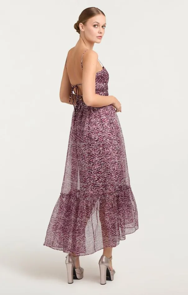 Cinq A Sept Cocktail and Evening Women Inkstrokes Daria Dress Dark Plum Multi