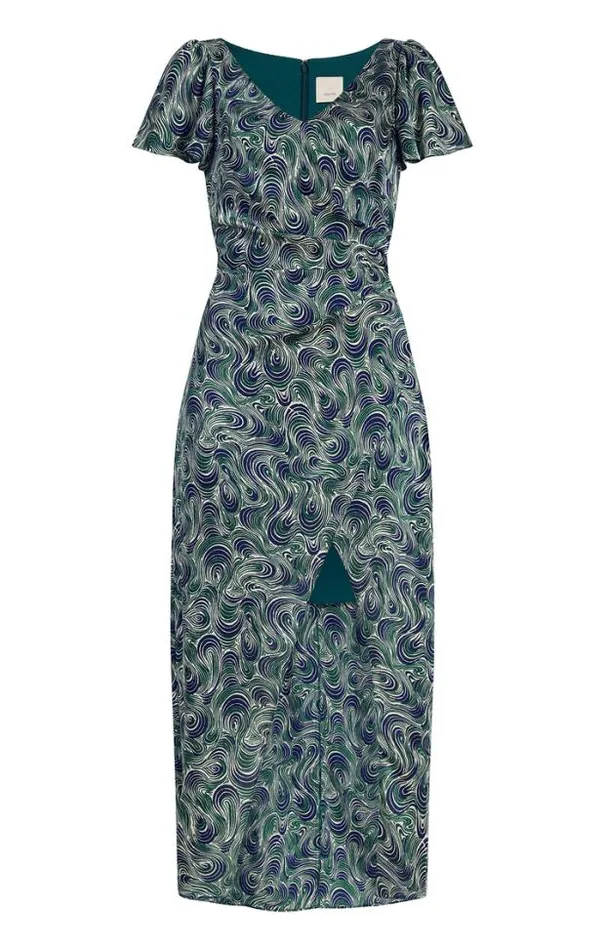 Cinq A Sept Midi Women Kacydie Dress Dark Emerald Multi