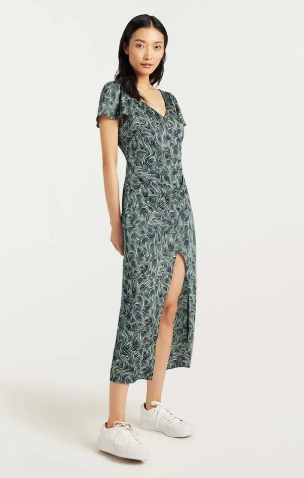 Cinq A Sept Midi Women Kacydie Dress Dark Emerald Multi