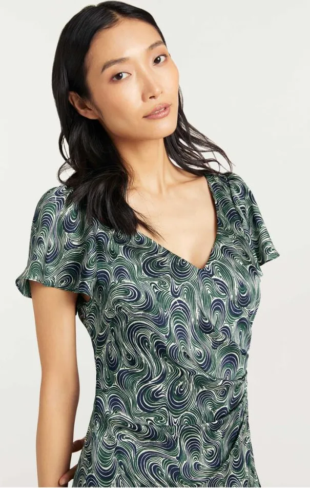 Cinq A Sept Midi Women Kacydie Dress Dark Emerald Multi